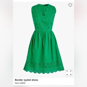 NWT J. Crew green eyelet dress, 14